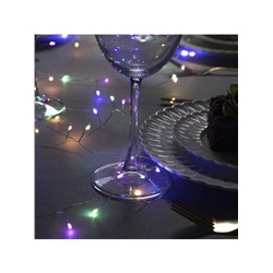 Гирлянда «Мишура» 5 м роса, IP20, серебристая нить, 100 LED, 2 режима, батарейки AAх3 (нет в комплекте), свечение мульти