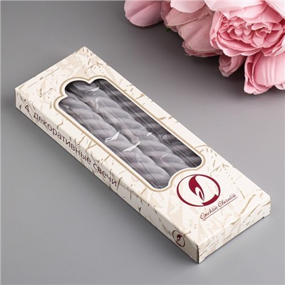 Набор свечей витых, 2.3×24.5 см, 5 ч, 50 г, 4 шт., серый