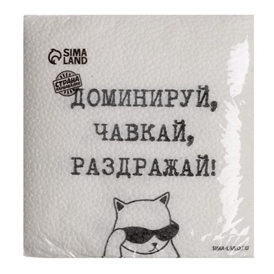 Салфетки бумажные однослойные «Доминируй, чавкай, раздражай», 24×24 см, набор 20 шт.
