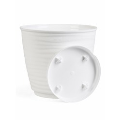 Горшок для цветов с поддоном Saffron, 2.6 л, d=17.7 см, h=16.2 см, пластиковый, белый