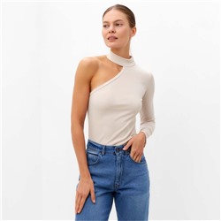 Лонгслив на одно плечо женский, кремовый, размер 44