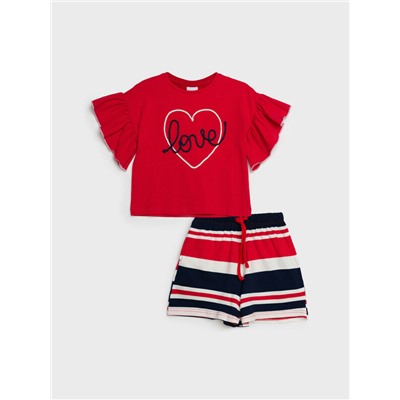 Комплект трикотажный для девочек: фуфайка (футболка), шорты