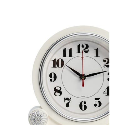 Часы настольные каминные «Берта», бесшумные, d=16.5 см, белые, от батарейки 1×АА