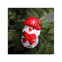 Ёлочная игрушка «Снеговик», 10 см, от батареек, свечение мульти (RGB)