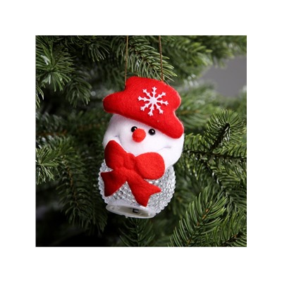 Ёлочная игрушка «Снеговик», 10 см, от батареек, свечение мульти (RGB)