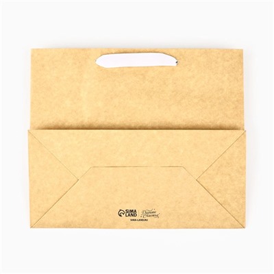 Пакет подарочный новогодний крафтовый с пластиковым окном Gold, 24×20×11 см