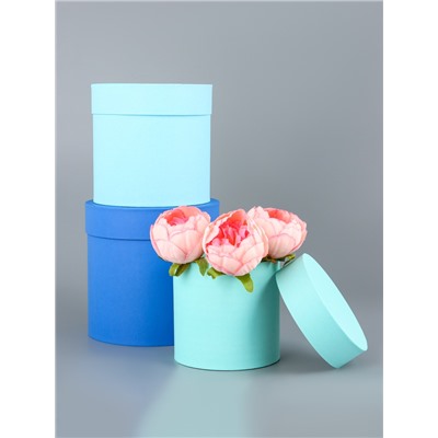 Набор круглых подарочных коробок «Аквамарин» 3 в 1 - 18×16×13 см