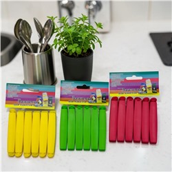 Зажимы для пакетов 6шт в упаковке,  ассорти, длина 9см