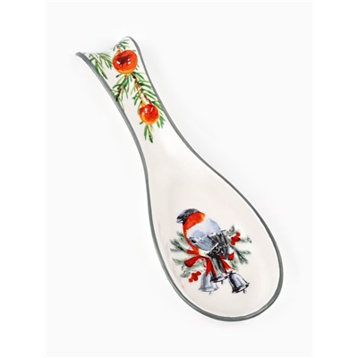 Подставка под ложку новогодняя «Снегирь», 7×22.3 см, ручная работа