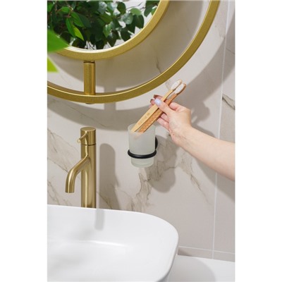 Стакан стеклянный матовый с держателем Stölz Loft basic, чёрный