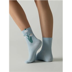 Классические CONTE CLASSIC Удлинённые носки женские из хлопка с пикотом «Подснежник»