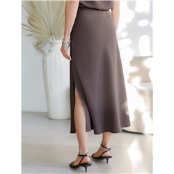 Юбка миди с разрезом скроенная по косой из плотного лиоцелла