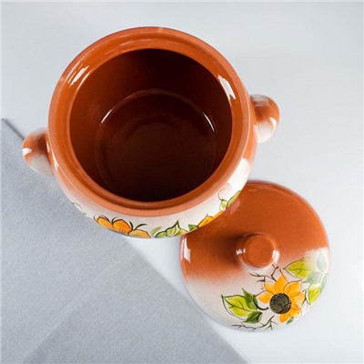 Жаровня Кунгурская керамика, 3 л, с ручками, разноцветная