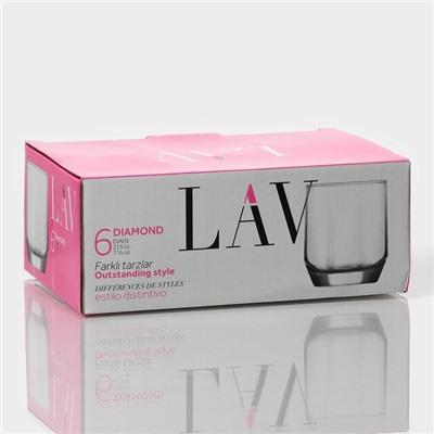 Набор стаканов Lav «Алмаз», 215 мл, 7×8 см, 6 шт., стекло, прозрачный