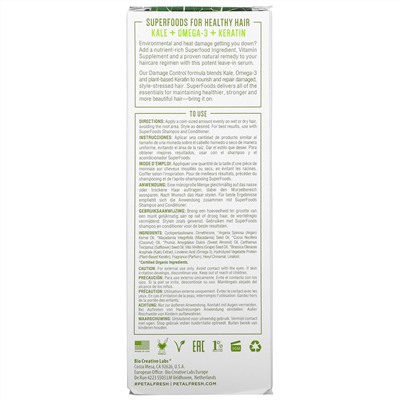 Petal Fresh, SuperFoods, Damage Control Hair Serum, Kale, Omega 3 & Keratin, 2 fl oz (60 ml)