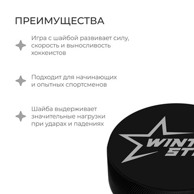 Шайба хоккейная Winter Star, взрослая, d=7.6 см