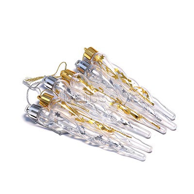 Новогоднее украшение "Сосульки" (золото/серебро, 6шт х 11см)