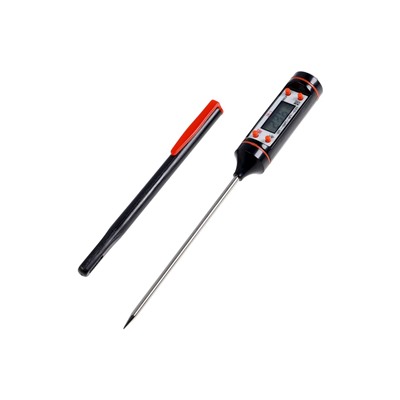 Термометр (термощуп) кухонный JR-1, электронный, на батарейках, с чехлом, чёрный