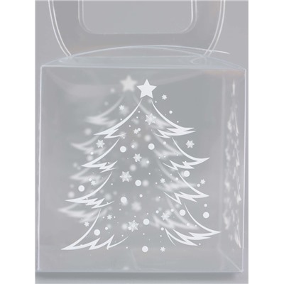 Коробка подарочная новогодняя складная ПВХ «Ёлочка» 7×7×7 см