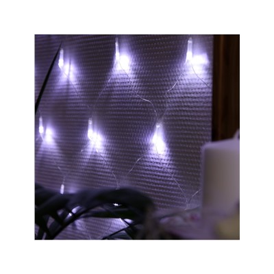 Гирлянда «Сеть» 1.6×1.6 м, IP20, прозрачная нить, 144 LED, 8 режимов, 220 В, свечение белое
