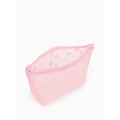 Косметичка DOTs, с рисунком, сетка, на молнии, розовая