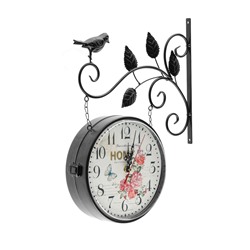 УЦЕНКА Часы настенные интерьерные «Птичка на ветке», двусторонние, на подвесе, 50×32 см, циферблат d=21 см, от батареек 2хАА