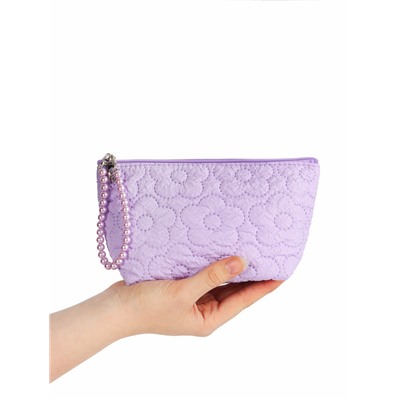 Косметичка женская «Цветочки», на молнии, ручка из бусин, сиреневая