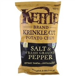 Kettle Foods, Картофельные чипсы, соль и свежий молотый перец, 142 г (5 унций)