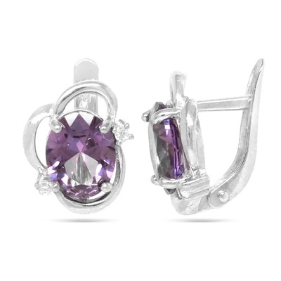 Серьги из серебра синт.александрит, СПН4113