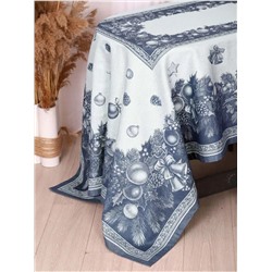 Скатерть Премиум "Новогодние игрушки"-синий 150*220 см. п/лен