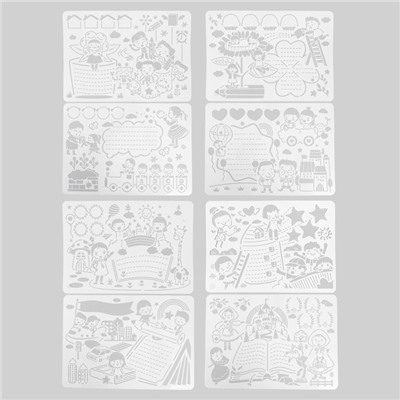 Трафарет «Сказочная страна», со строчками, набор 8 шт., 27×38.3 см