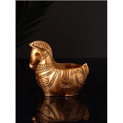 Кашпо гипс «Лошадка с орнаментом», 8×9×6 см, под бронзу