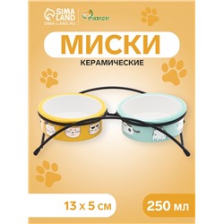 Миски керамические на подставке 2×250 мл