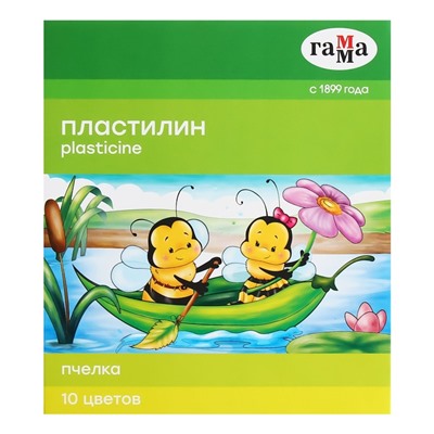 Пластилин мягкий (восковой) Гамма «Пчёлка», 10 цветов, 150 г, со стеком, картонная коробка
