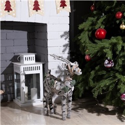 Светодиодная фигура «Серый олень» 34×48×12 см, металл, текстиль, батарейки ААх2 (не в комплекте), свечение тёплое белое