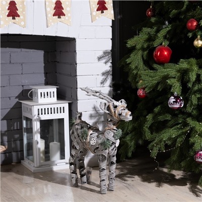 Светодиодная фигура «Серый олень» 34×48×12 см, металл, текстиль, батарейки ААх2 (не в комплекте), свечение тёплое белое