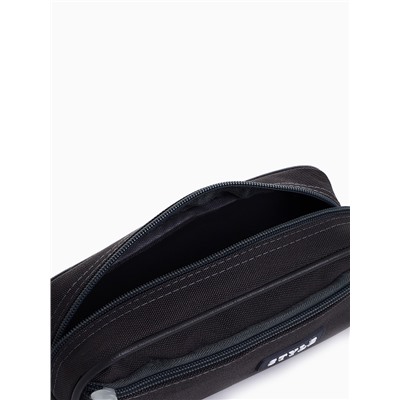 Косметичка-пенал на молнии с карманом, тёмно-серая