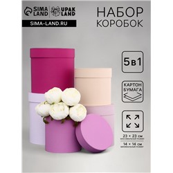 Набор шляпных подарочных коробок 5 в 1« Нежность», 23×23 - 14×14 см