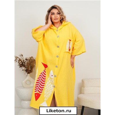Платье-рубашка с капюшоном, Артикул: 135246