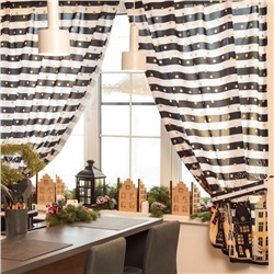 Комплект штор для кухни с подхватами «Этель. Золотой город, 2 шт., белые, чёрные, 145×180 см