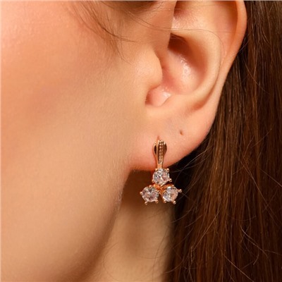 Серьги ювелирная бижутерия коллекция "Дубай", покрытие позолота, вставка: фианиты, цвет: прозрачный, арт.213.552