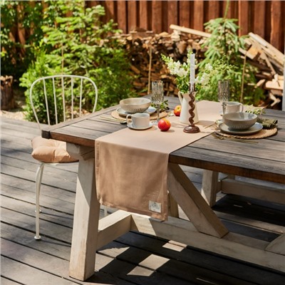 Дорожка на стол Этель ECO, бежевая, 40×136 см, 70% хлопок, 30% лён, 190 г/м²