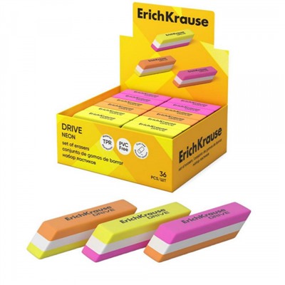 Ластик EK35779 "Драйв неон" ассорти 57х15х13 мм ErichKrause