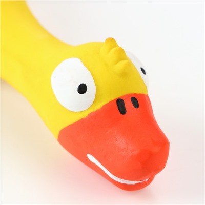 Игрушка для собак «Утка», 23 см, пищащая, латекс, жёлтая, оранжевая