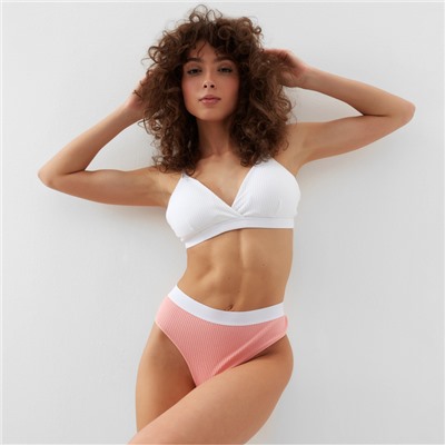 Трусы женские бразилиана MINAKU в рубчик, размер 40-42, розовые