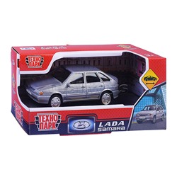 Машина пластик LADA-2114 "SAMARA" без дверей, 11 cm,  серебристый, в коробке