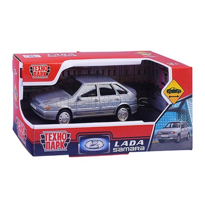 Машина пластик LADA-2114 "SAMARA" без дверей, 11 cm,  серебристый, в коробке