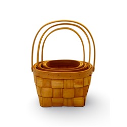 Корзина плетёная для хранения Locus, с ручкой, ива, коричневая, набор 3 шт.