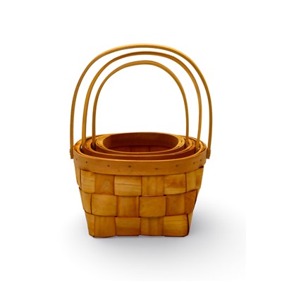 Корзина плетёная для хранения Locus, с ручкой, ива, коричневая, набор 3 шт.