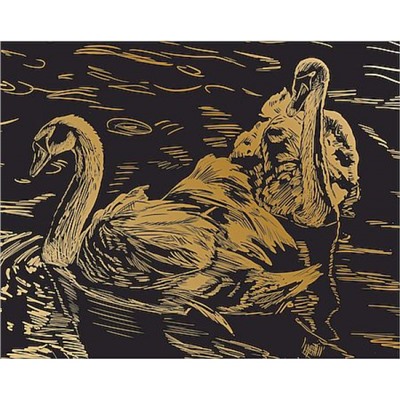 Гравюра 20х25,5 см SGHK №43 "Лебеди" (золото) Hobbius